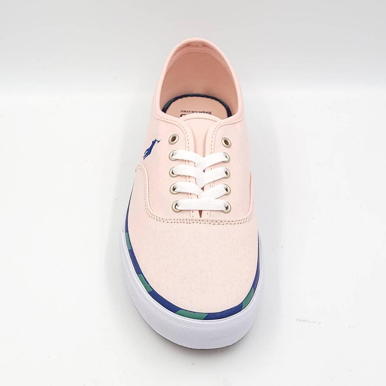 Polo Ralph Lauren Men's Keaton Leather-Trim Canvas Sneaker Color Carmel Pink Size 11.5