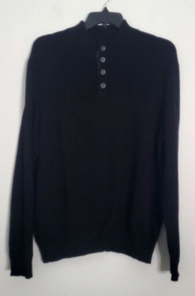 Club Room Men's Ribbed Four-Button Sweater Color Deep Black Size 2XL