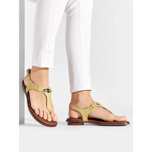 Michael Kors Women's MK Plate Flat Thong Sandals Color Buttercup Size 7M