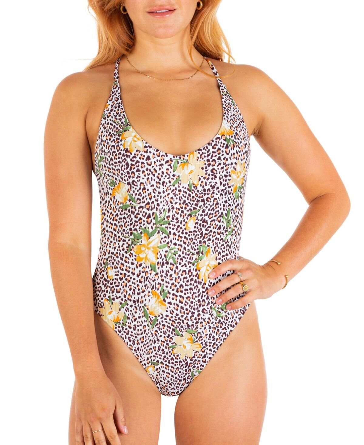 Hurley Juniors Printed One-Piece Cheeky One Piece Swimsuit Color Jungle Cat Size XS