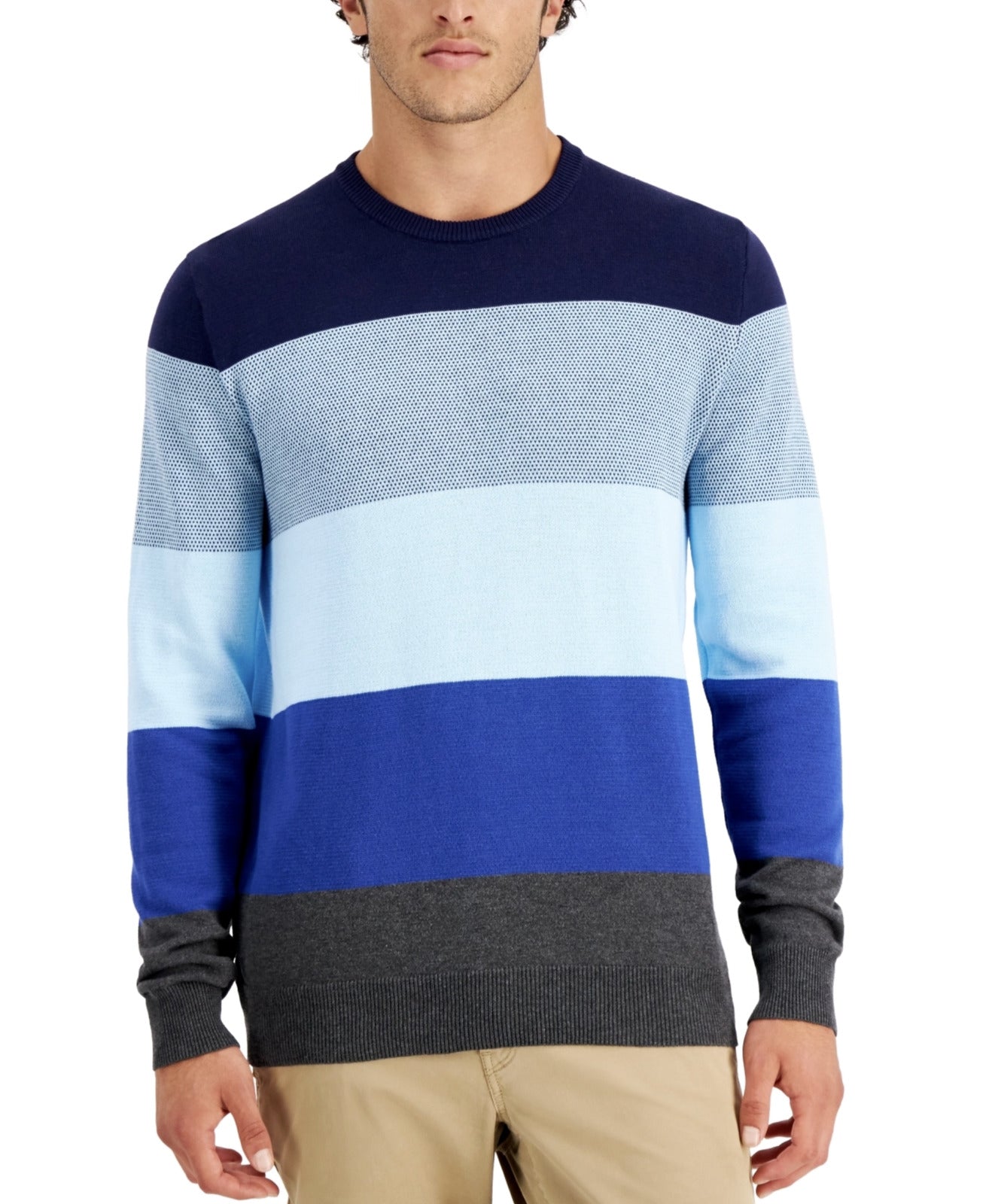 Club Room Men's Striped Sweater Color Navy Combo Size XL