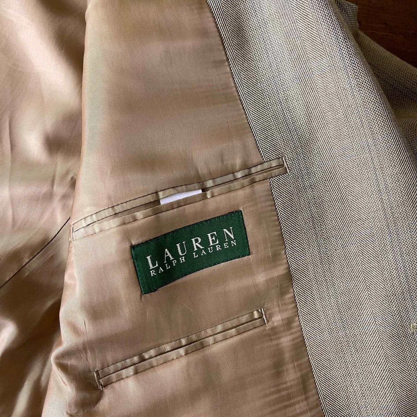 Lauren Ralph Lauren Men's Latrobe Silk Wool Sports Coat Color Brown/Creme Herringbone Size 50R