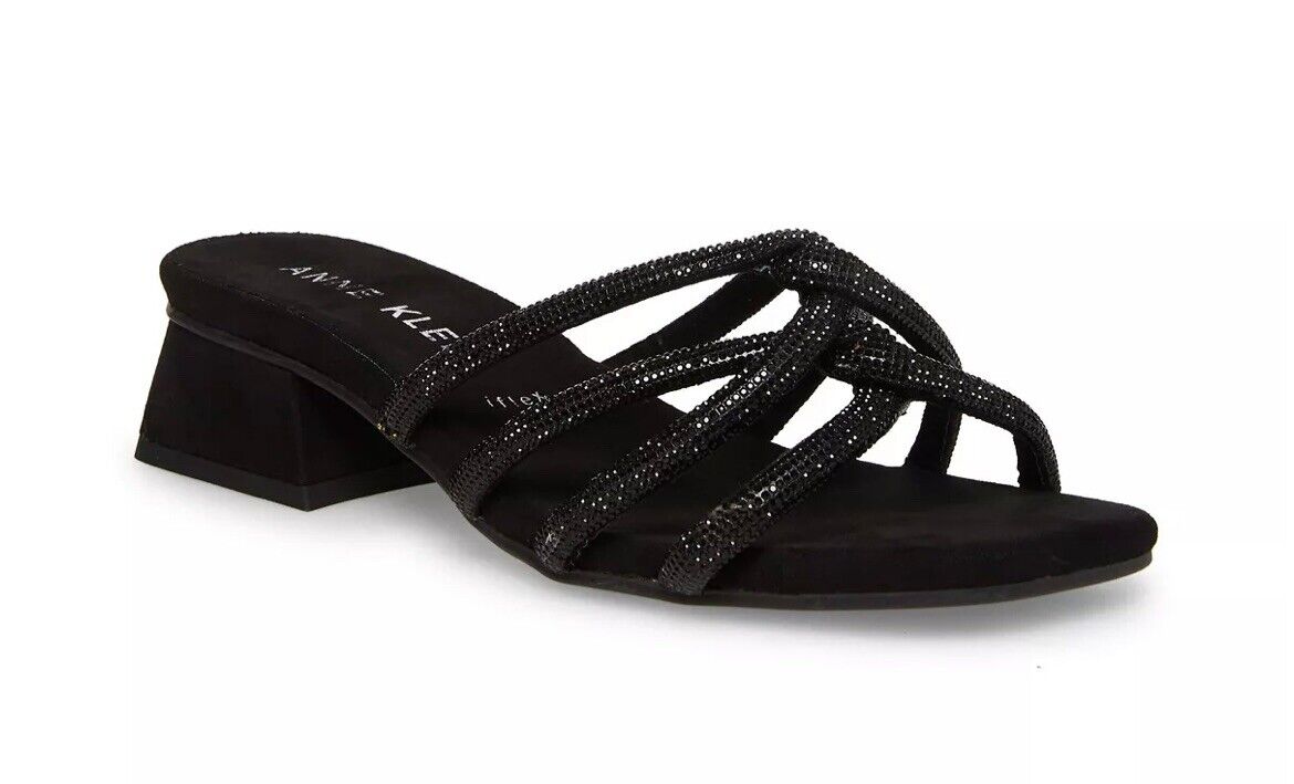 Anne Klein Women's Nikole Sandals Color Black Crystal Size 8M