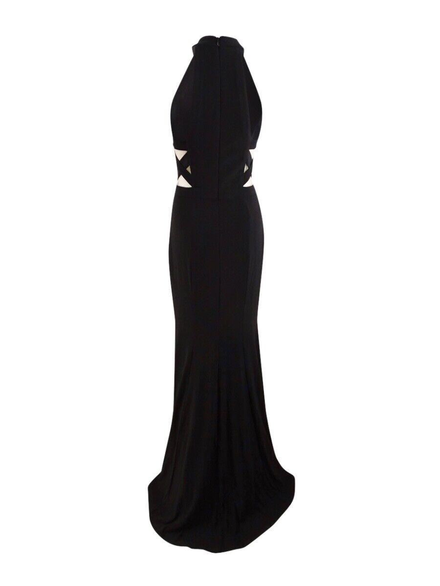 XScape Crisscross Slit Halter Evening Dress Gown Color Black Size 12