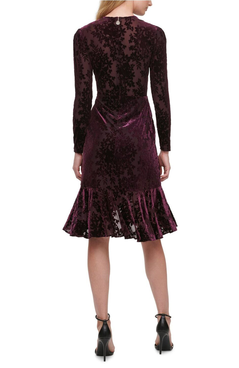 Tommy Hilfiger Quilted Velvet Midi Dress Color Aubergine Size 8