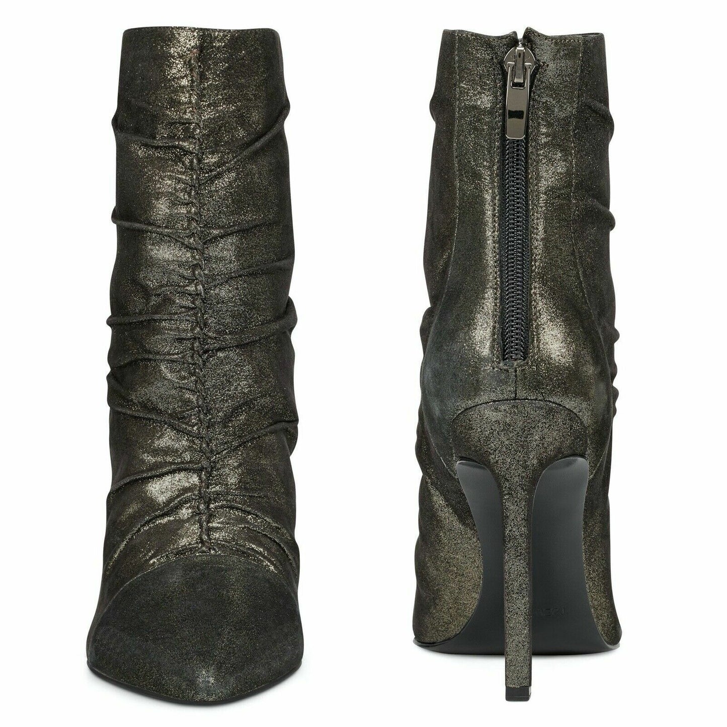 Nine West Women's TIAA Suede Ankle Boots Color Black/Gold Size 5.5M