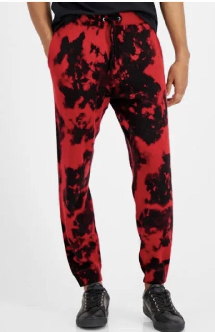 INC International Concepts Men's Cashmere Tie-Dye Jogger Pants Color Red Wash Size 2XL