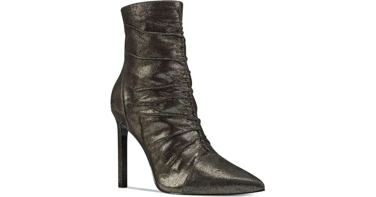 Nine West Women's TIAA Suede Ankle Boots Color Black/Gold Size 5.5M