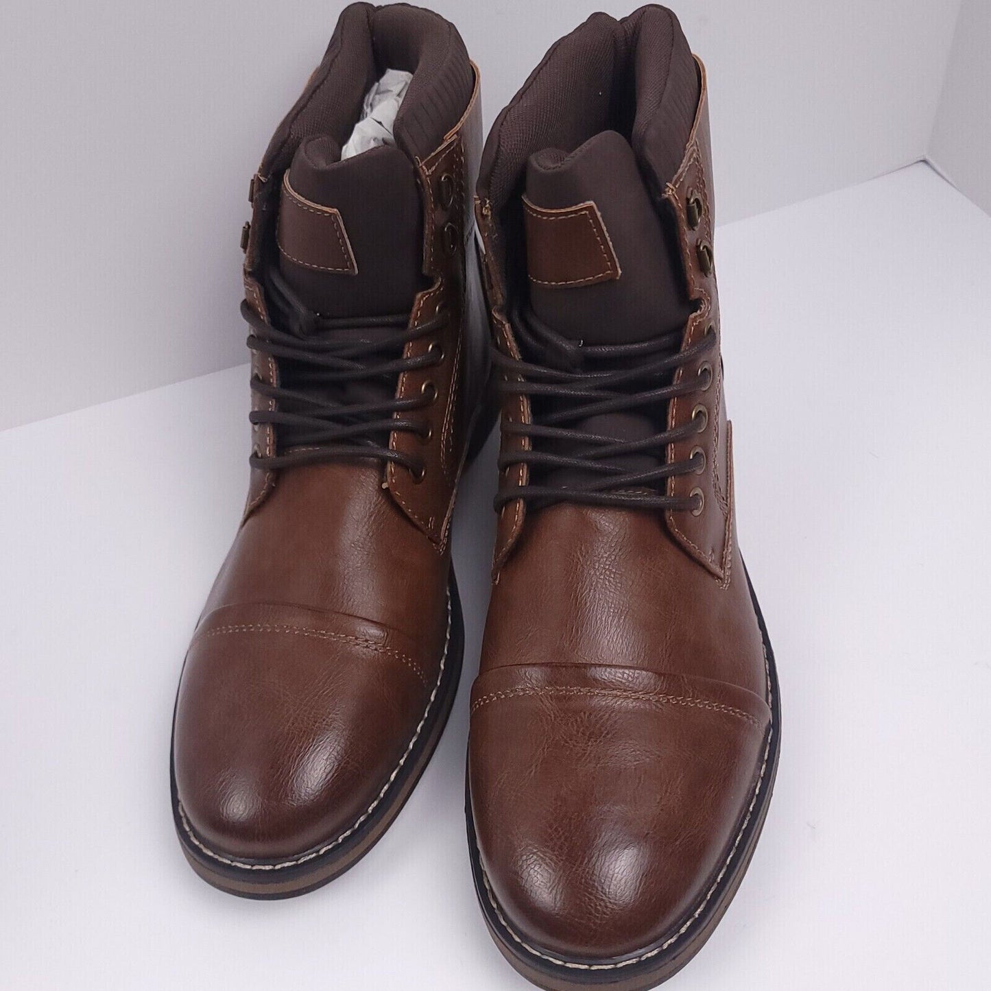 Club Room Men's Faux-Leather Cap-Toe Dress Shoes Color Brown Size 8.5M