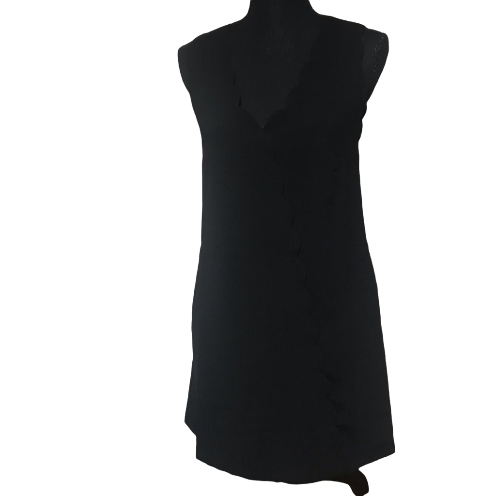 FoxieDox Women's Lina Scalloped A Line Dress Color Black Size M