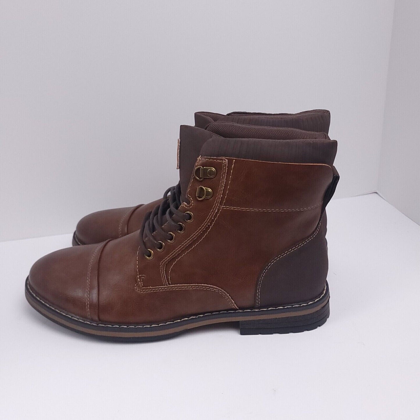 Club Room Men's Faux-Leather Cap-Toe Dress Shoes Color Brown Size 8.5M