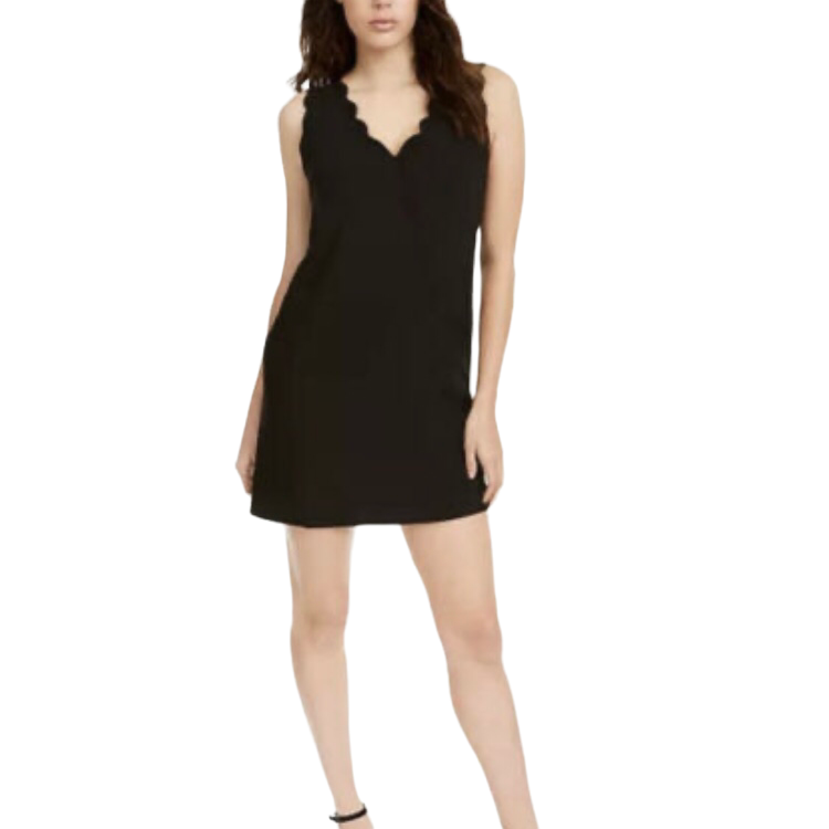 FoxieDox Women's Lina Scalloped A Line Dress Color Black Size M