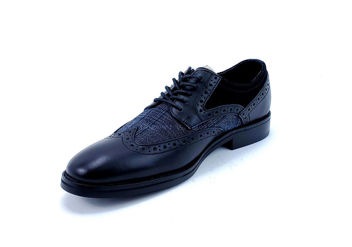 Bar III Men's Oliver Mixed Wingtip Oxford Shoes Color Black Size 8M