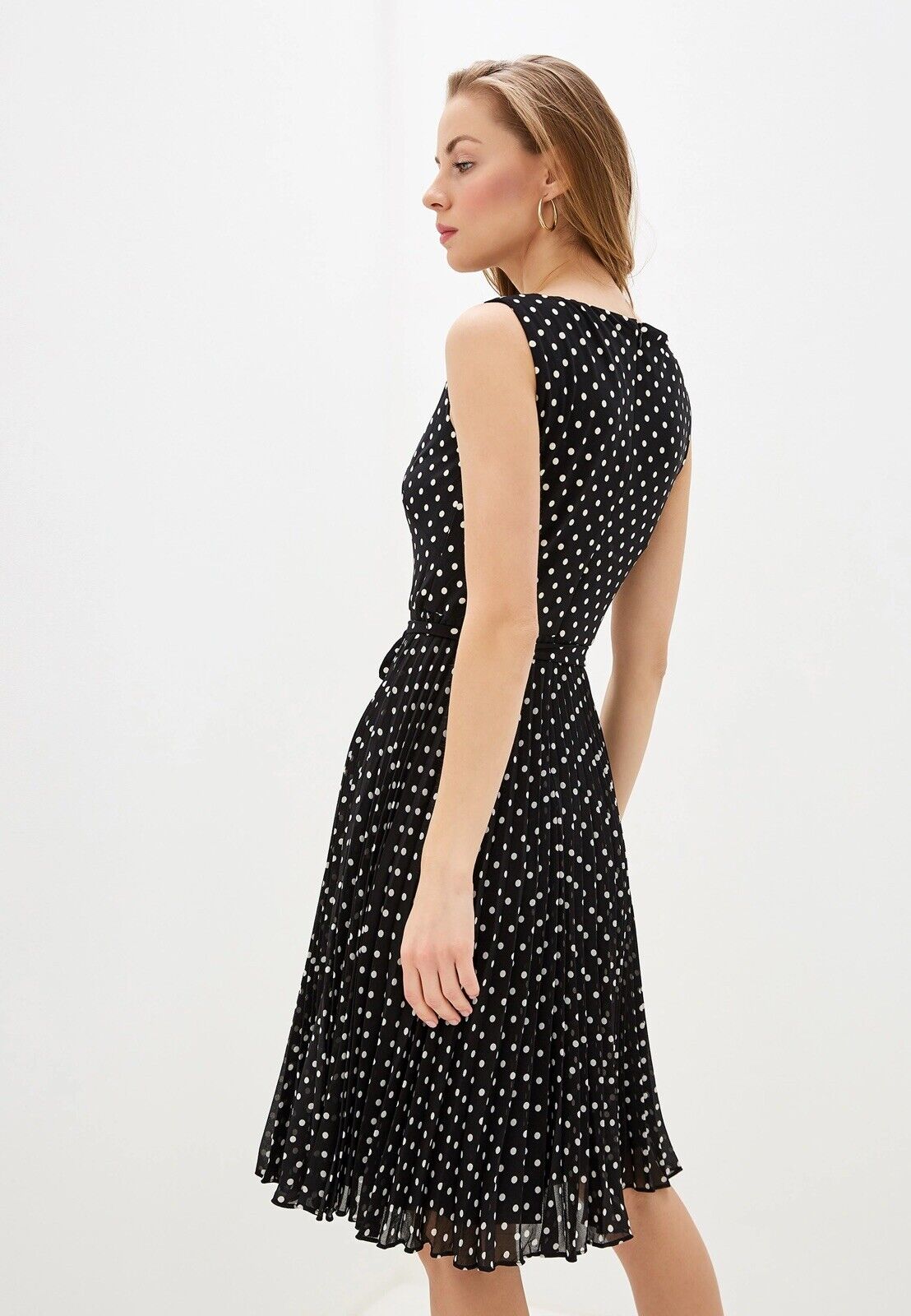 Lauren Ralph Lauren Florin Polka Dot Belt Dress Color Black/White Size 4
