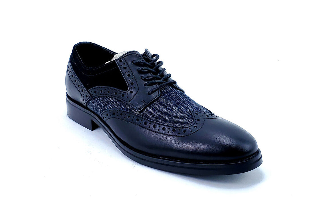 Bar III Men's Oliver Mixed Wingtip Oxford Shoes Color Black Size 8M