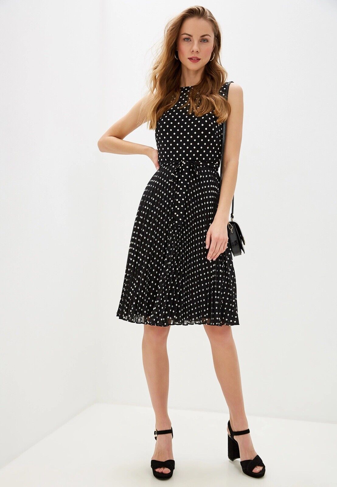 Lauren Ralph Lauren Florin Polka Dot Belt Dress Color Black/White Size 4