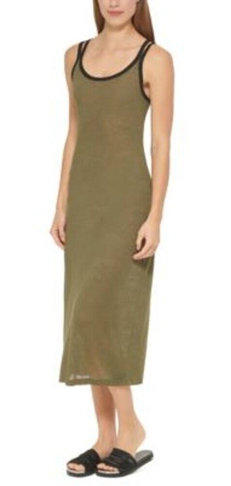 DKNY Double-Strap Dress Cover-Up Color Moss Size L