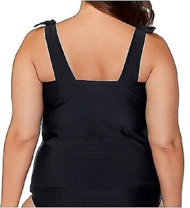 Raisins Curve Trendy Plus Size Tiempo Underwire Tankini Top Color Black Size 14W