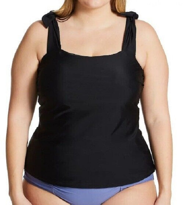 Raisins Curve Trendy Plus Size Tiempo Underwire Tankini Top Color Black Size 14W