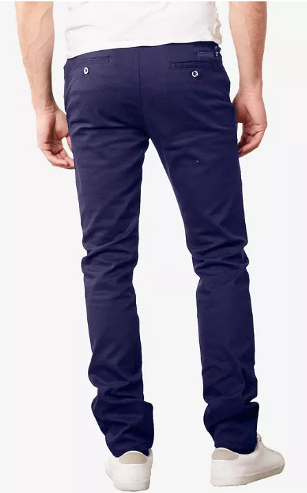 Galaxy by Harvic Men's Cotton Slim-Fit Casual Stretch Pants Navy W36xL32