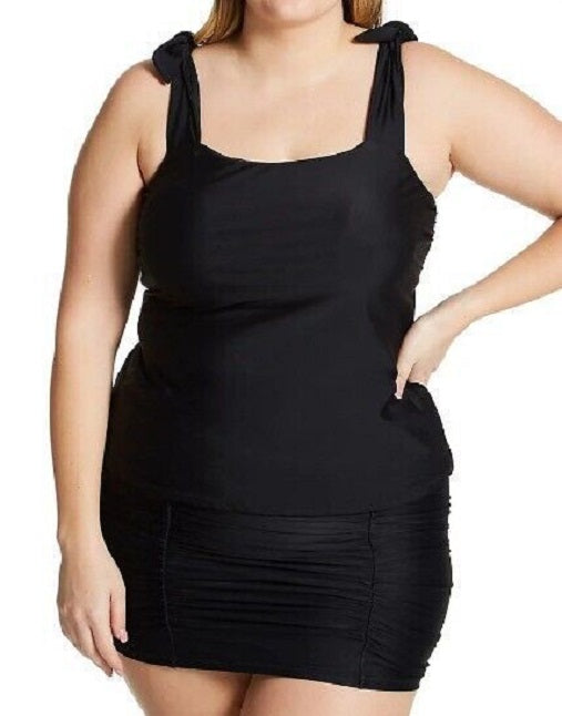Raisins Curve Trendy Plus Size Tiempo Underwire Tankini Top Color Black Size 14W