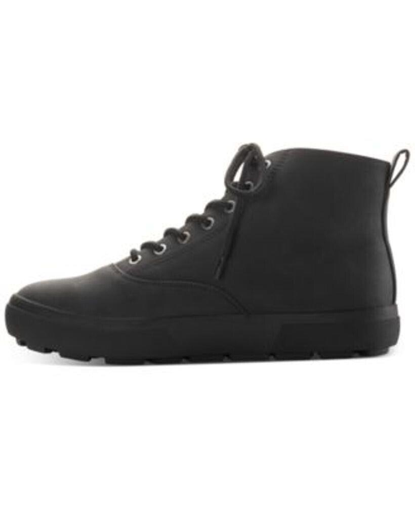 Sun+Stone Men's Gunner Faux-Leather Lace-Up Boots Color Black Size 7