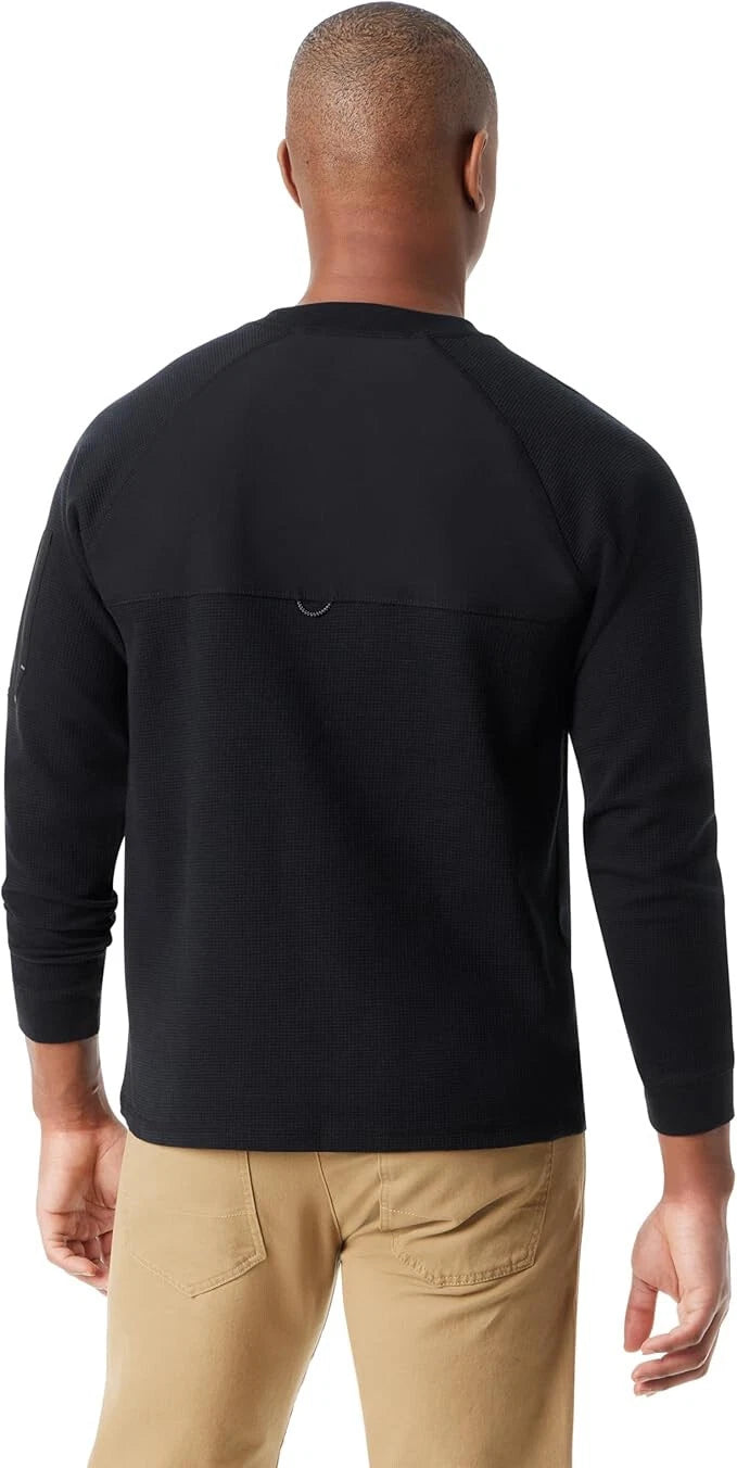 BASS OUTDOOR Men’s Relaxed Fit Performance Thermal Long Sleeve Henley Black Beauty Size L