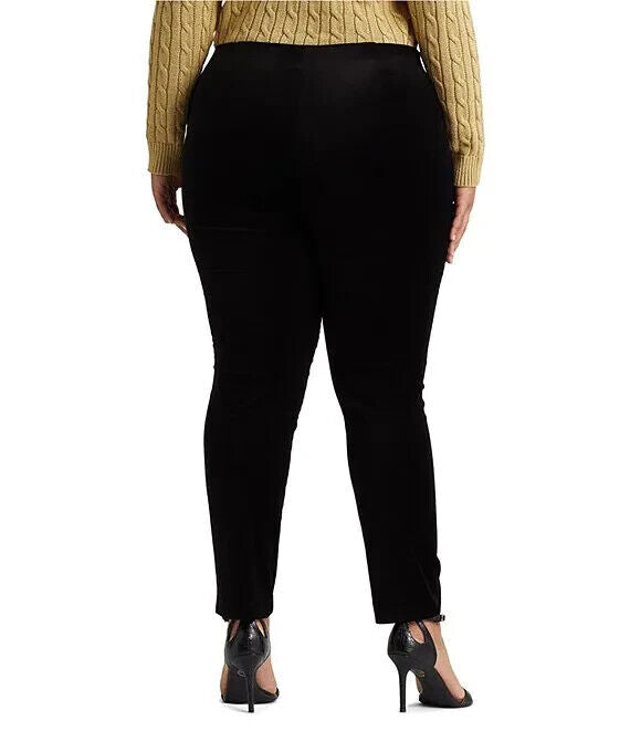 Lauren Ralph Lauren Women's Plus-Size Stretch Velvet Slim Pants Color Polo Black Size 20W