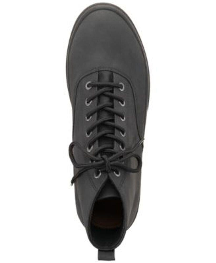 Sun+Stone Men's Gunner Faux-Leather Lace-Up Boots Color Black Size 7