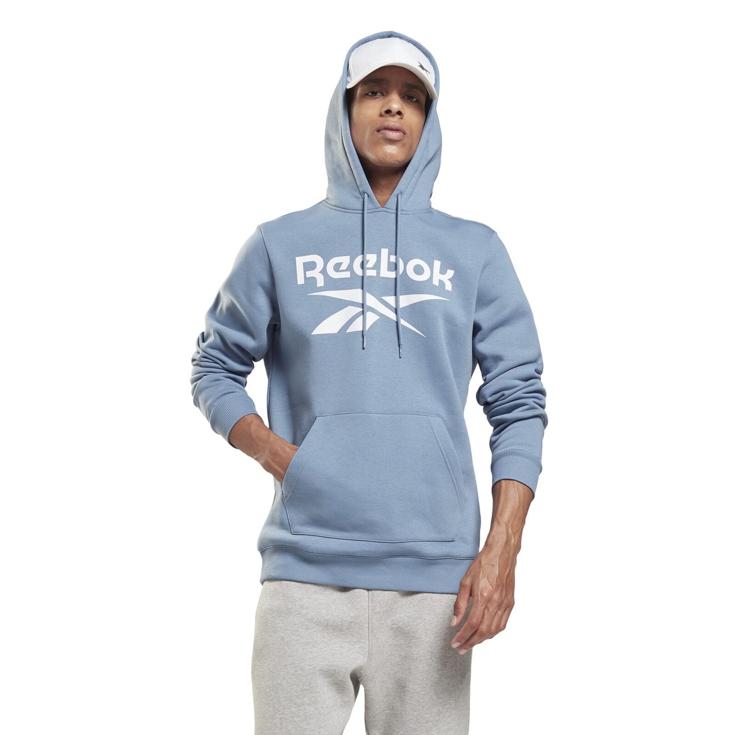 Reebok Men's Logo-Print French Terry Hoodie Color Blue Slate Size S