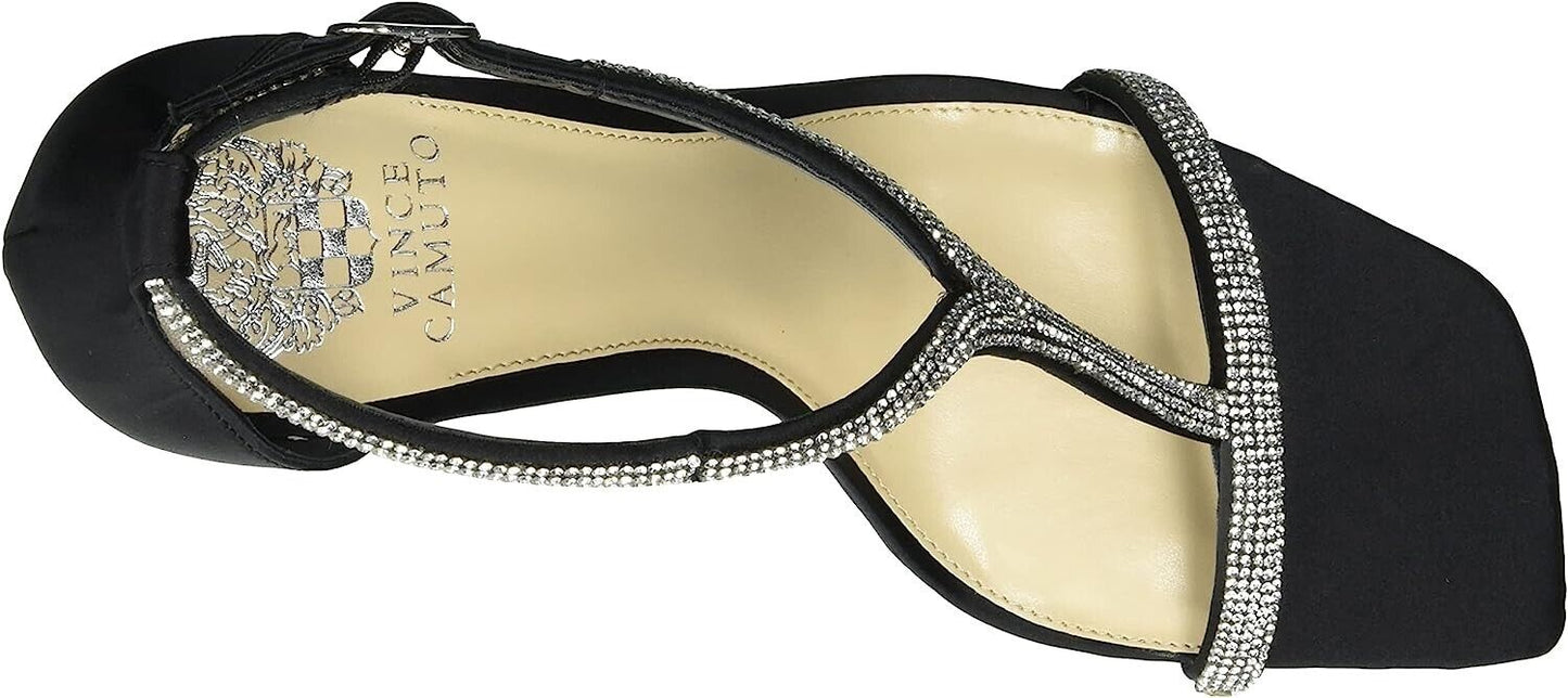 Vince Camuto Sorthand Heeled Dress Sandal Color Black Satin Size 9.5M