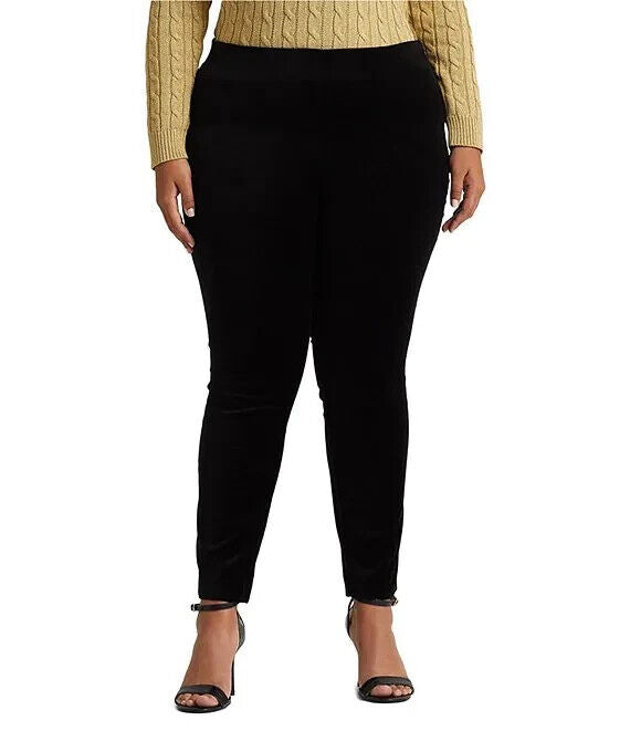 Lauren Ralph Lauren Women's Plus-Size Stretch Velvet Slim Pants Color Polo Black Size 20W
