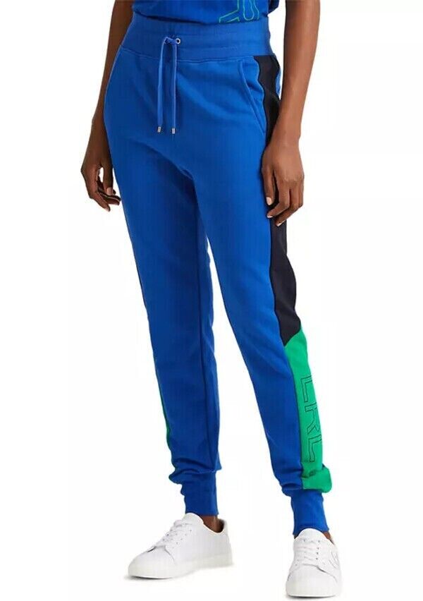 Lauren Ralph Lauren Women's Plus-Size Logo French Terry Joggers Color Royal Cobalt/Lauren Navy Size 1X