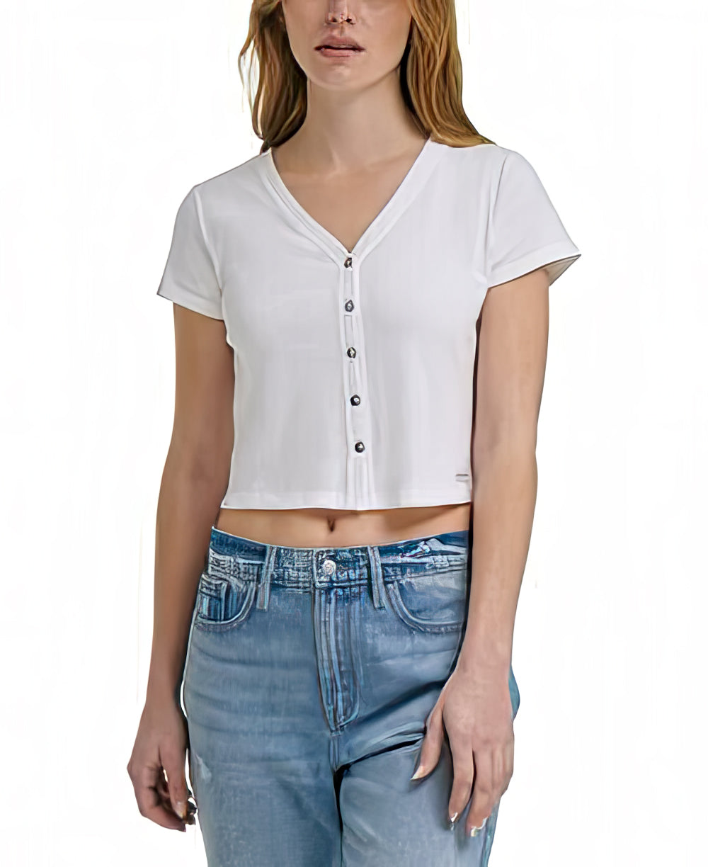 Calvin Klein Jeans Women's Cotton Crop Top Color White Size L