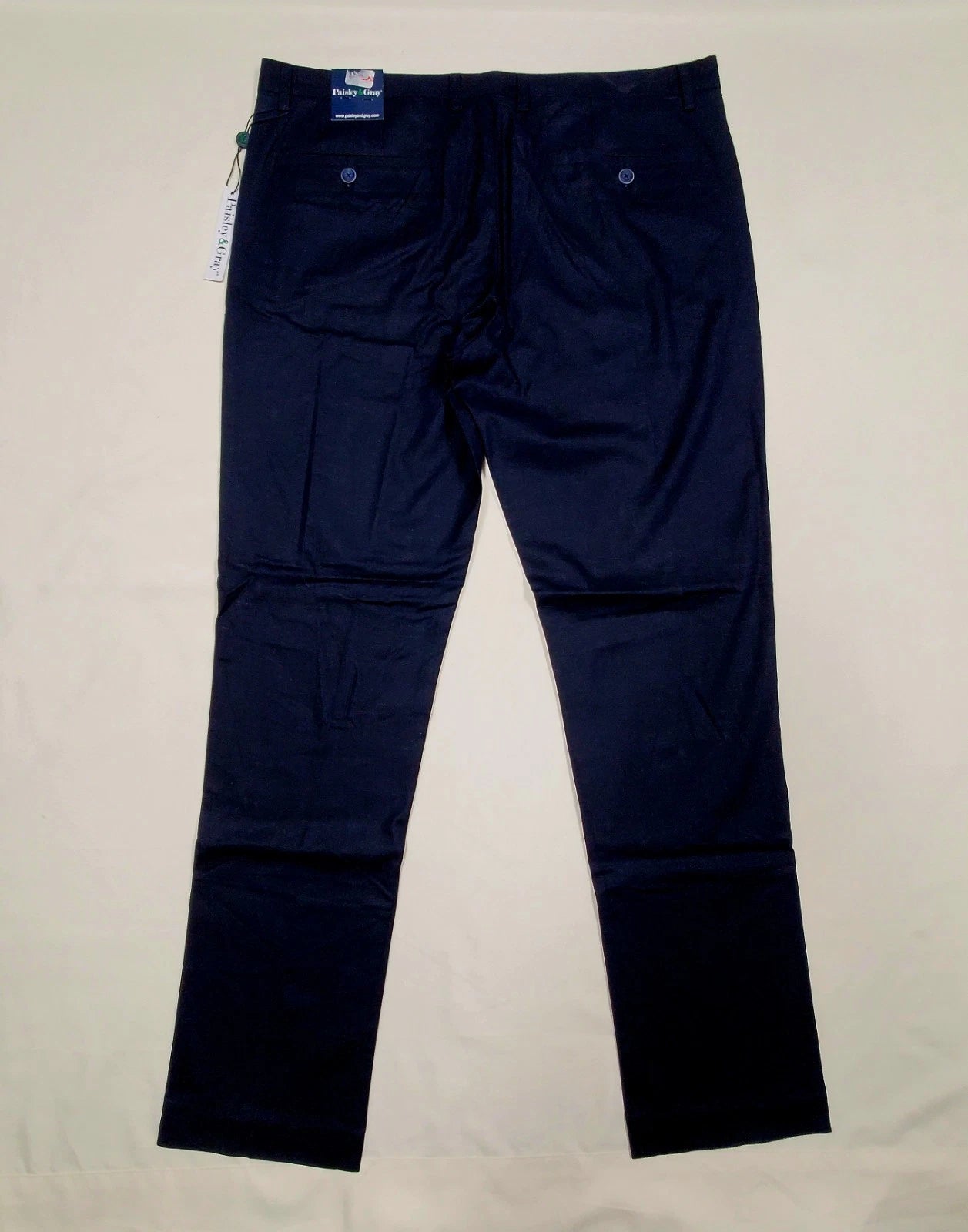 Paisley & Gray Men's Slim-Fit Carlton Chino Pants Navy Linen Size L