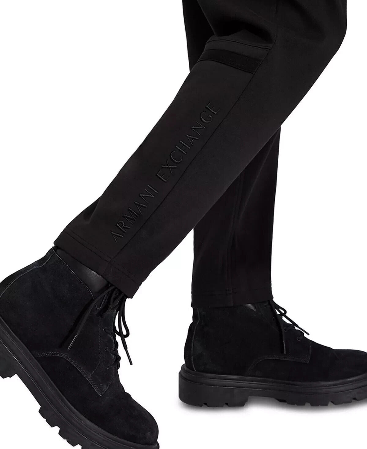 AX Armani Exchange Men's Pieced Tonal Embroidered Logo Sweatpants Color Black Size 2XL