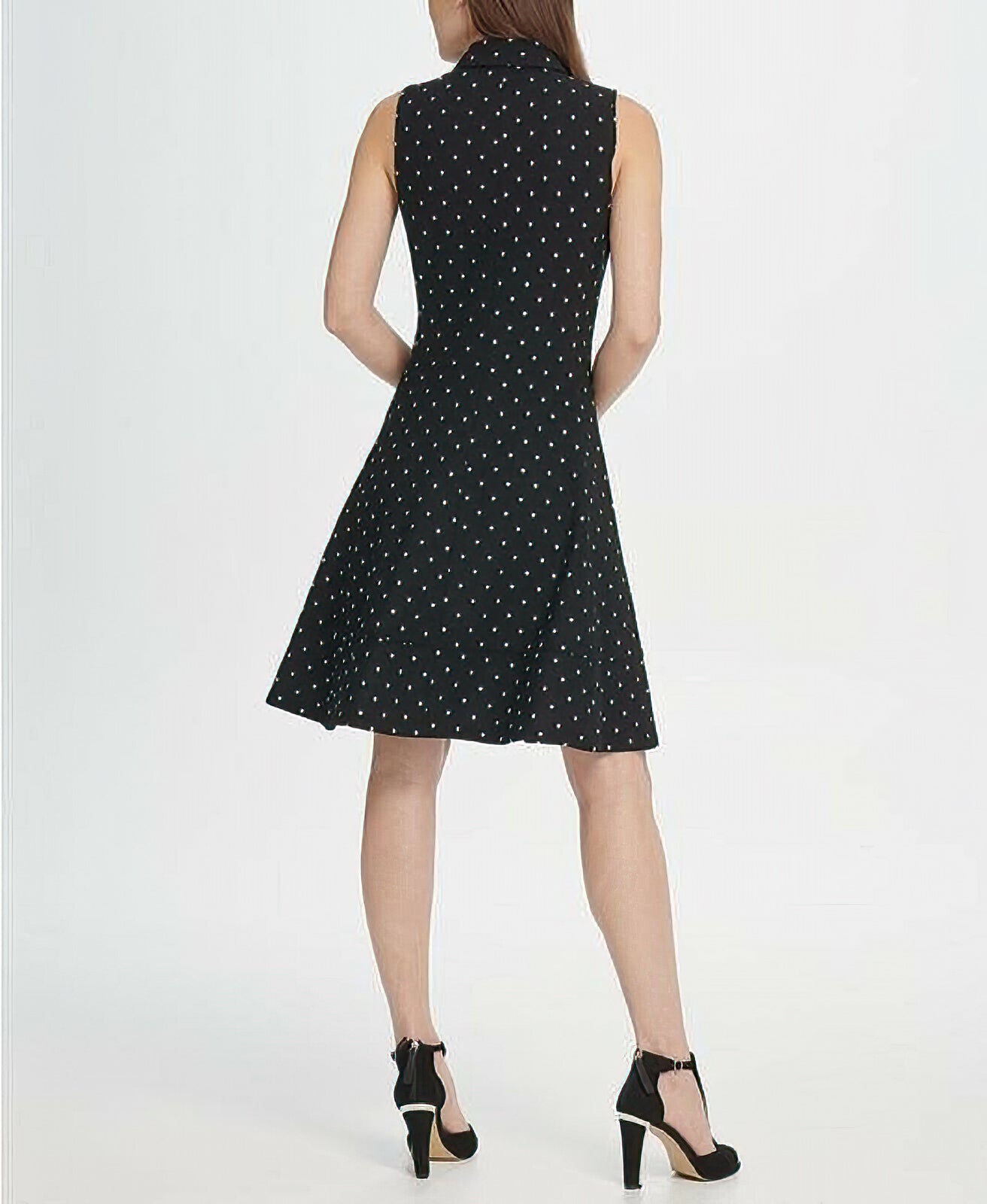 DKNY Women's Polka-Dot Button Front Shirt Dress Color Black Size 10