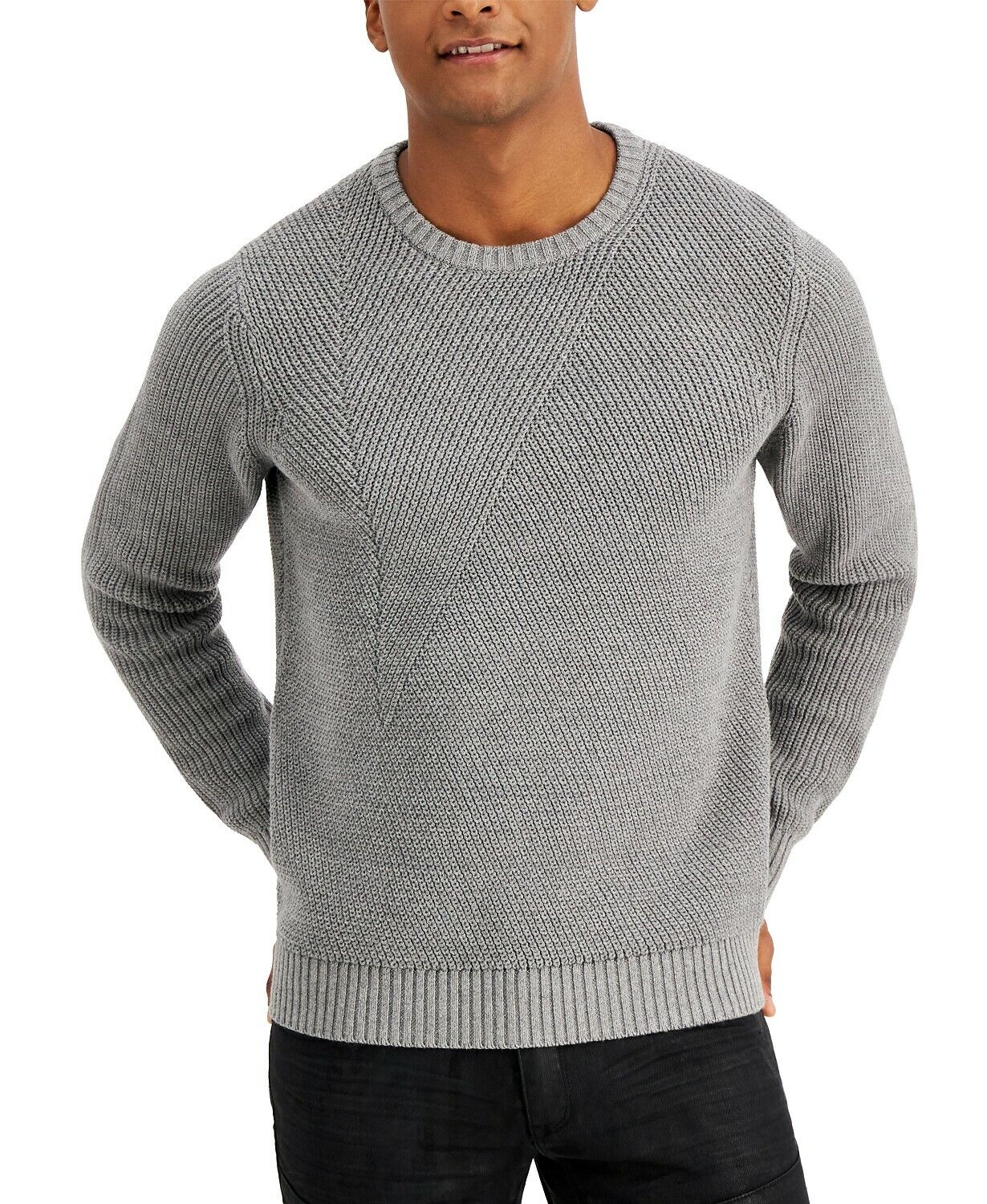 INC International Concepts Men's Ribbed Sweater Color Heather Gray Size 2XL