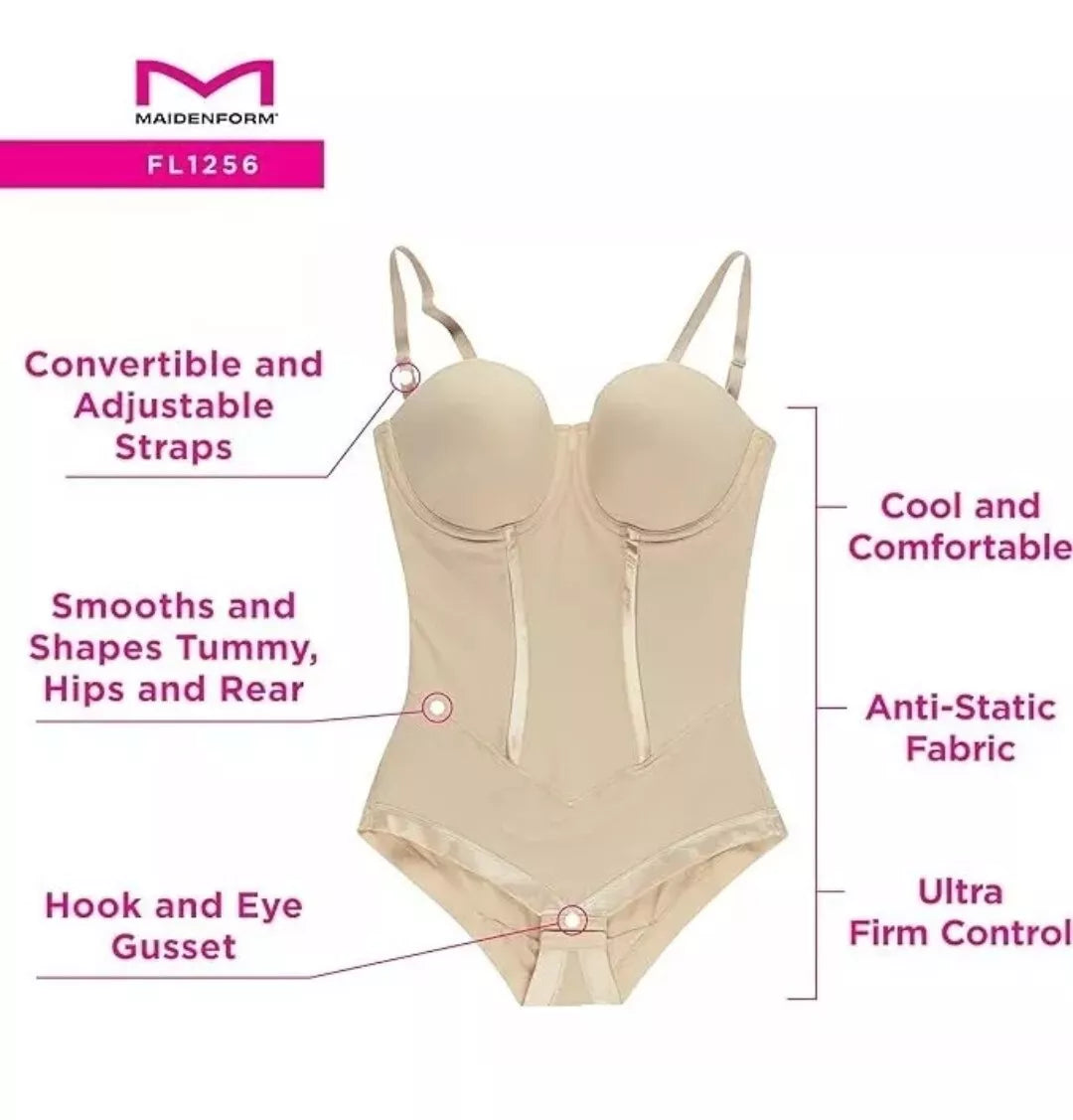 Maidenform Firm Control Shapewear Body Briefer Color Latte Lift Size 40DD