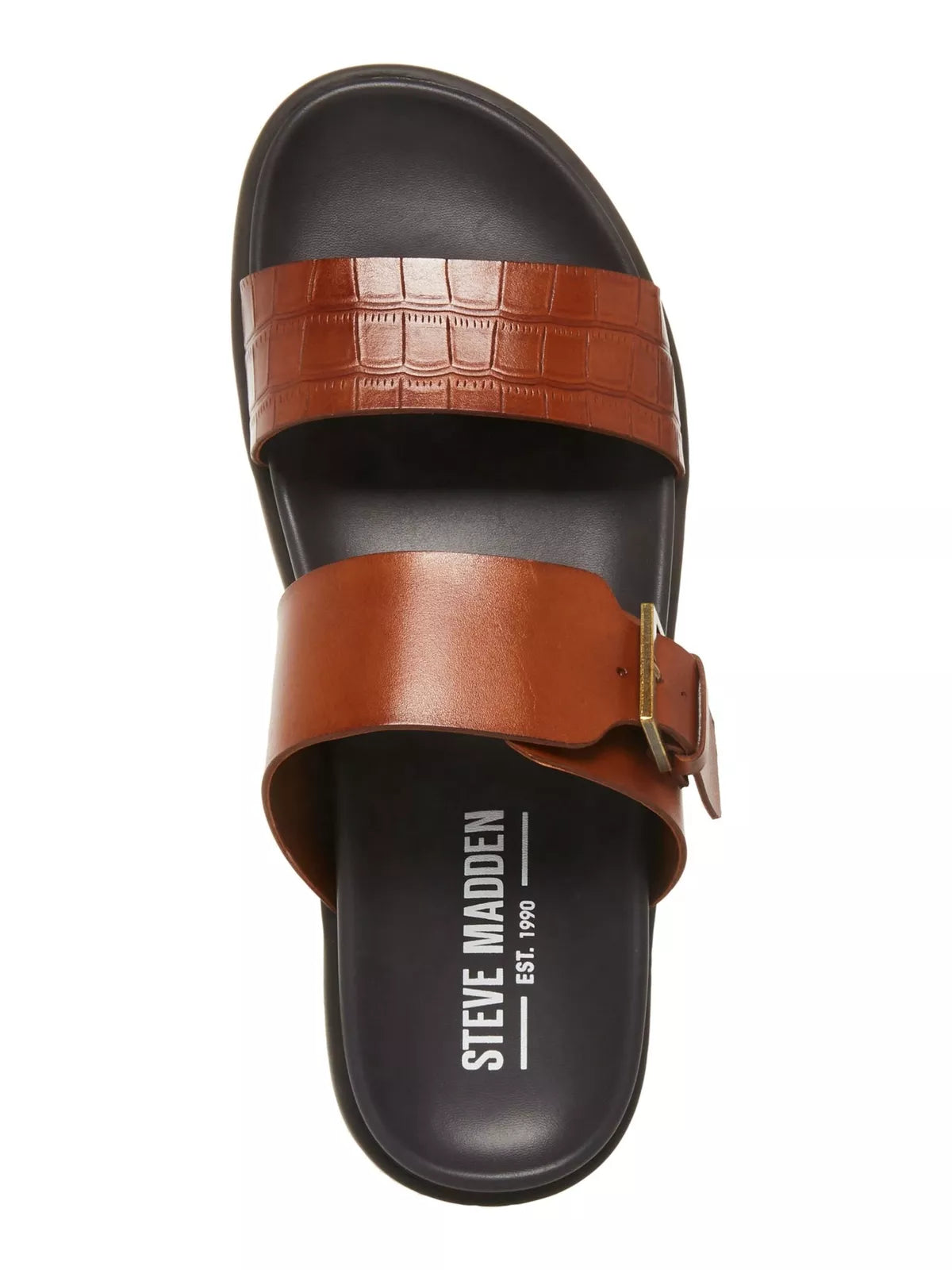 Steve Madden Men's Corro Two Strap Slip-On Sandals Color Tan Leather Size 11.5