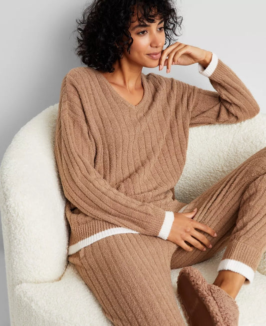 State of Day Women's Indulge Rest Chenille Packaged Loungewear Set  Cave Size L