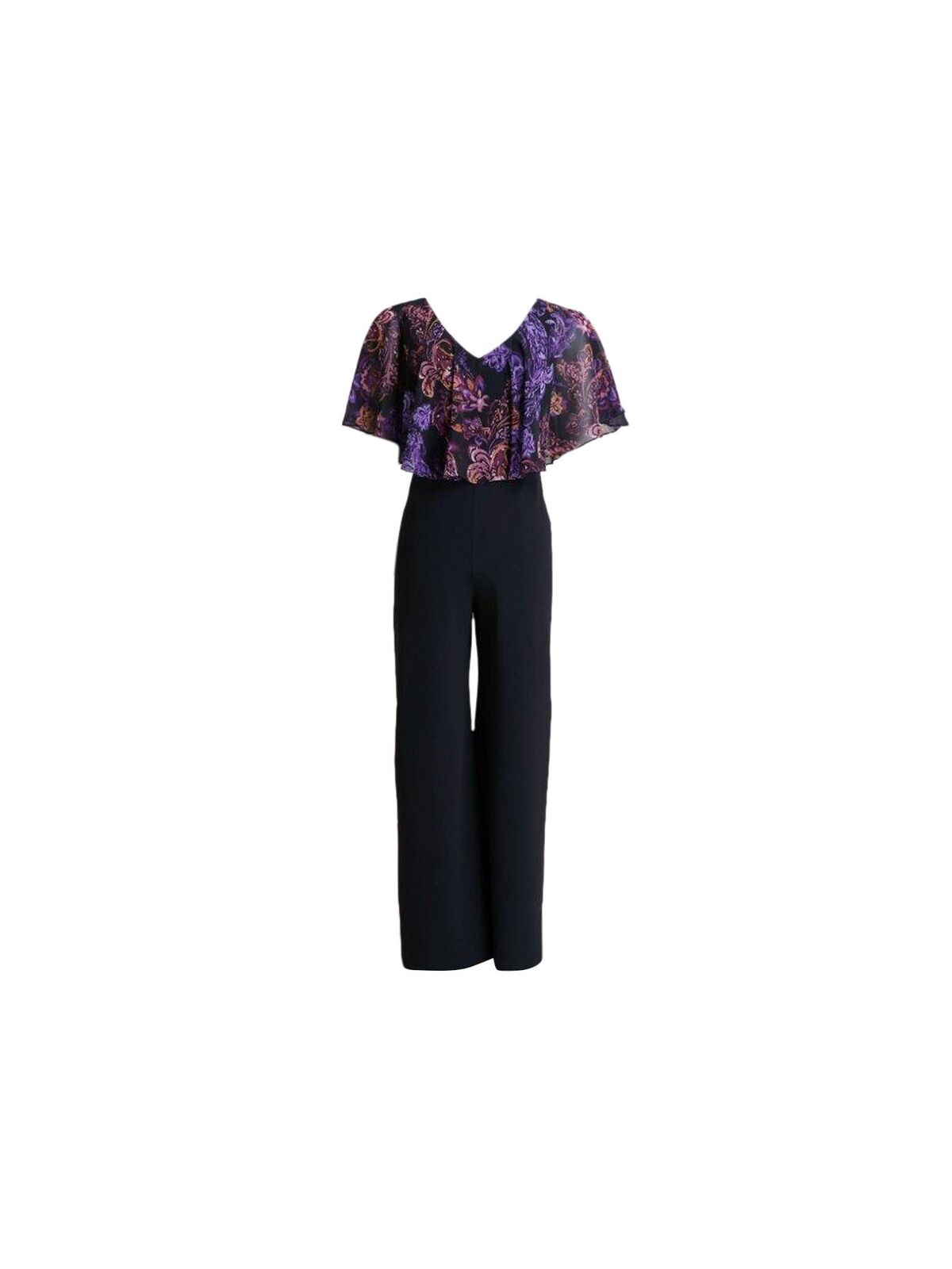Connected Women's Petite Chiffon Popover Jumpsuit Color Purple Size 6P