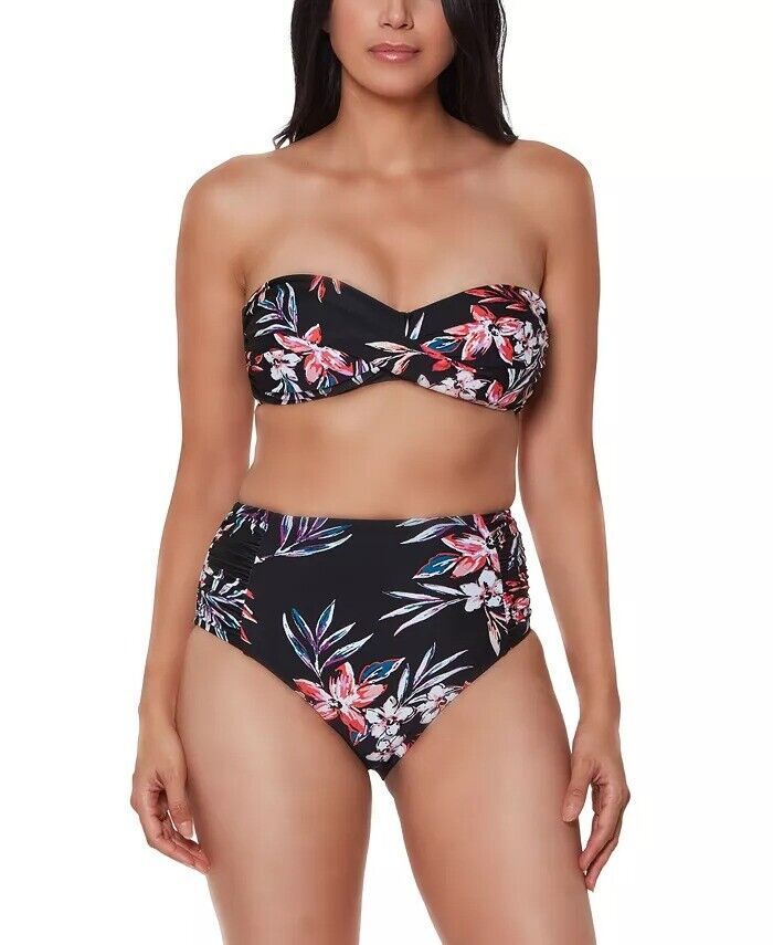 Bar III Tropical Escape High-Waist Bikini Bottoms Color Black Multi Size S