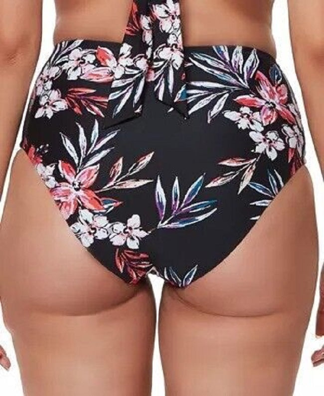 Bar III Tropical Escape High-Waist Bikini Bottoms Color Black Multi Size S
