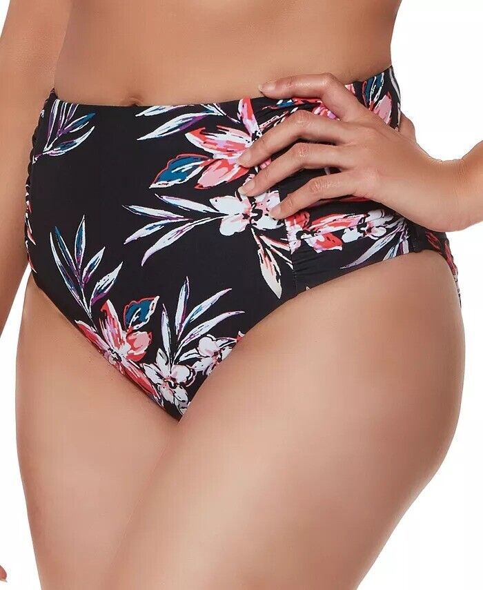 Bar III Tropical Escape High-Waist Bikini Bottoms Color Black Multi Size S