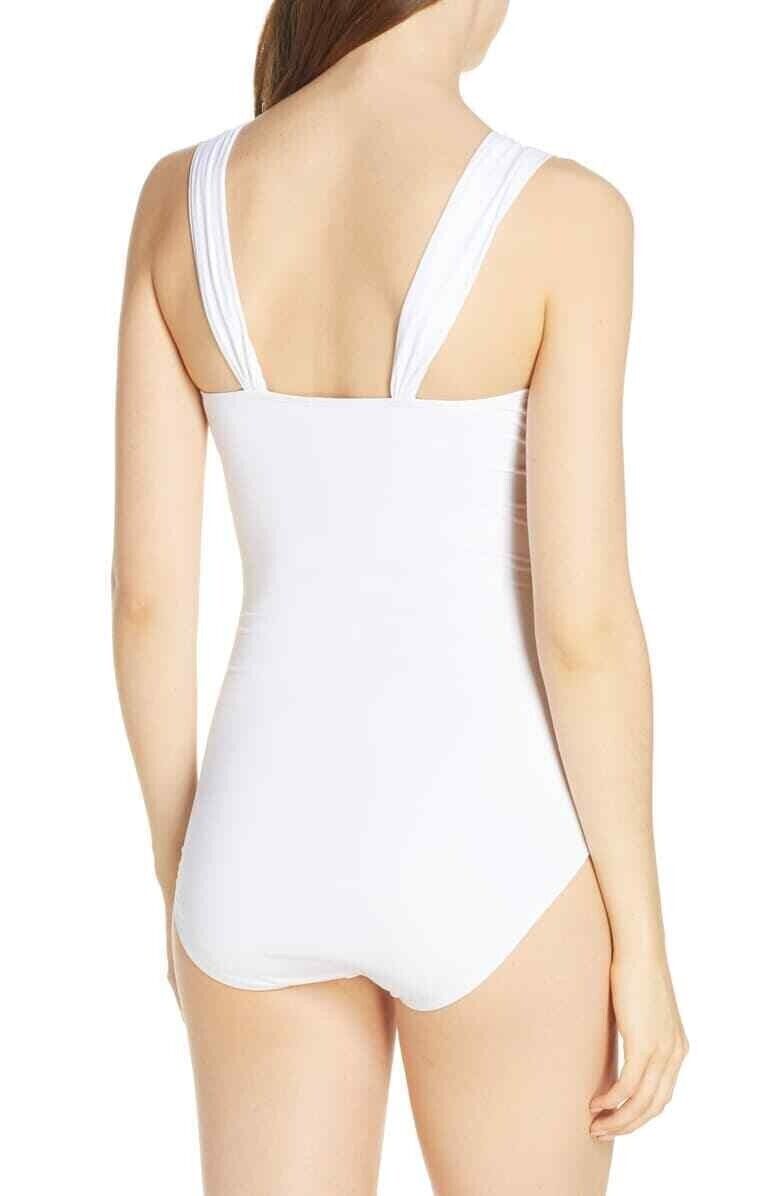 Tommy Bahama Pearl Shirred Front One-Piece Swimsuit Color White Size 10