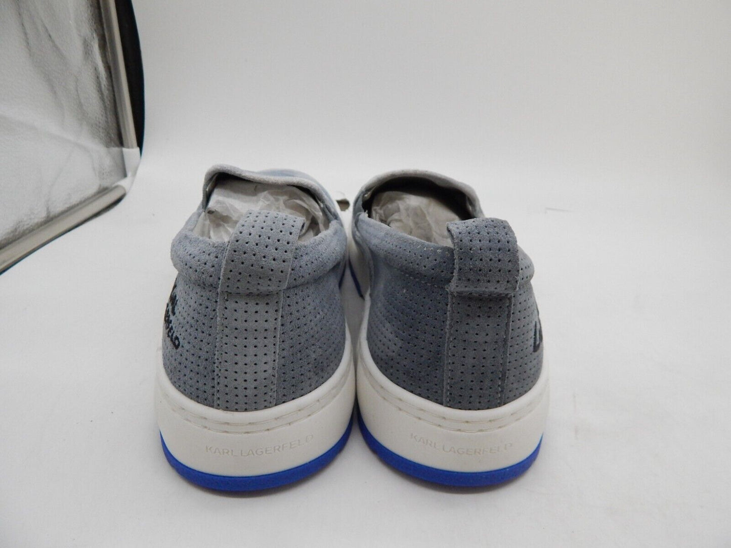 Karl Lagerfeld Paris Men's Tie-Dye Slip-On Sneakers Color Blue Leather Size 12M