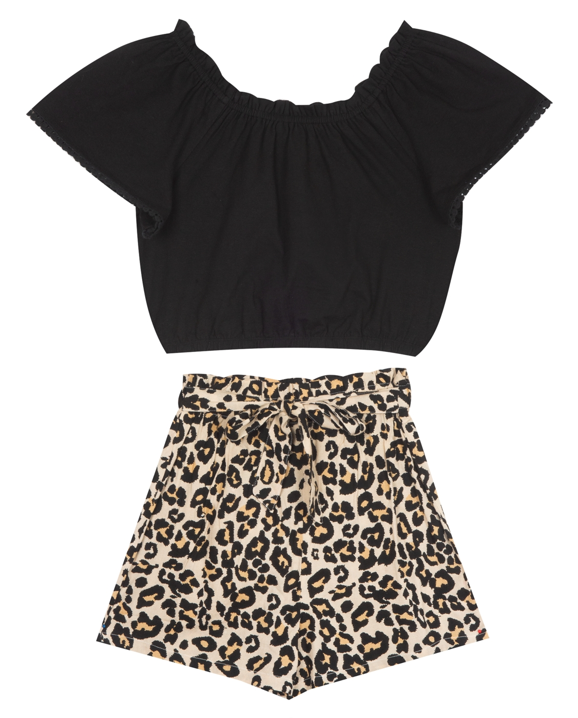 Rare Editions Girls Knit Top and Challis Shorts 2-Piece Set Color Black Size 10