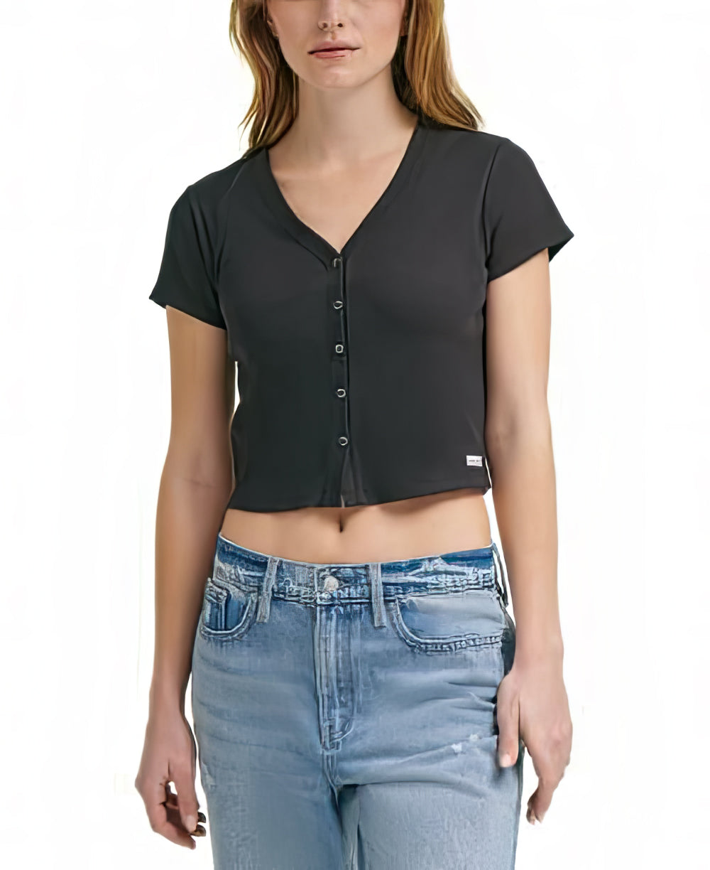 Calvin Klein Jeans Women's Cotton Crop Top Color Black Size L