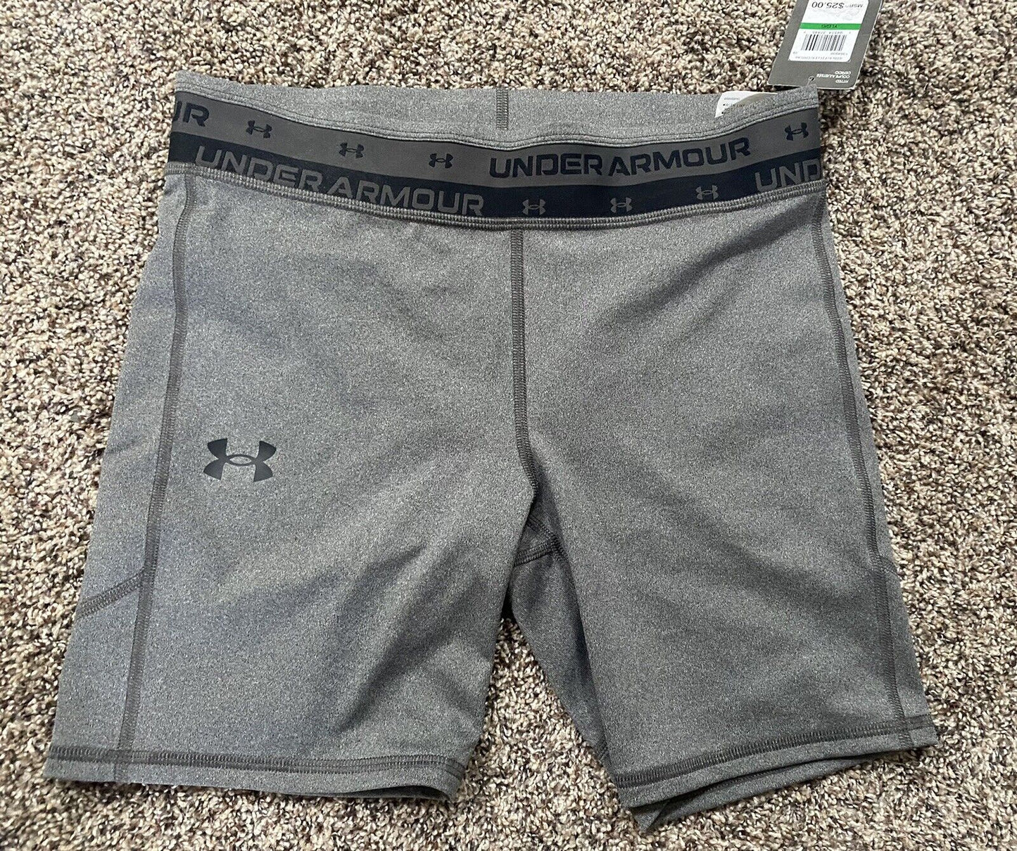 UNDER ARMOUR Girls Heatgear Bike Shorts Color Heather Gray Size YL